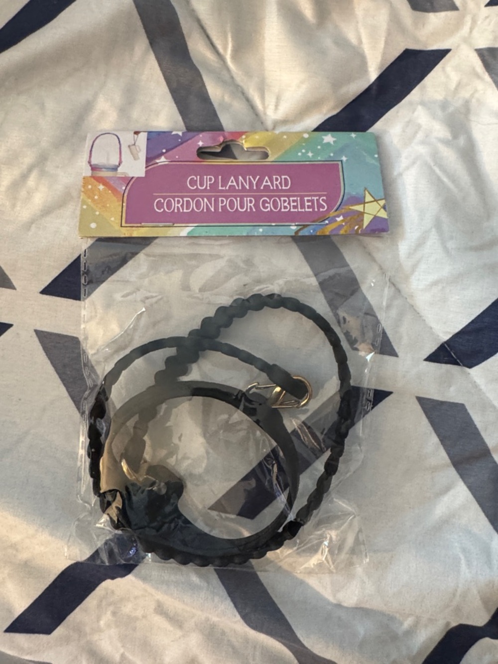 Cup Lanyard - Black Braided Strap